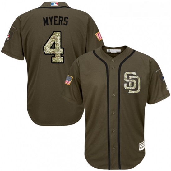 Youth Majestic San Diego Padres 4 Wil Myers Replica Green Salute