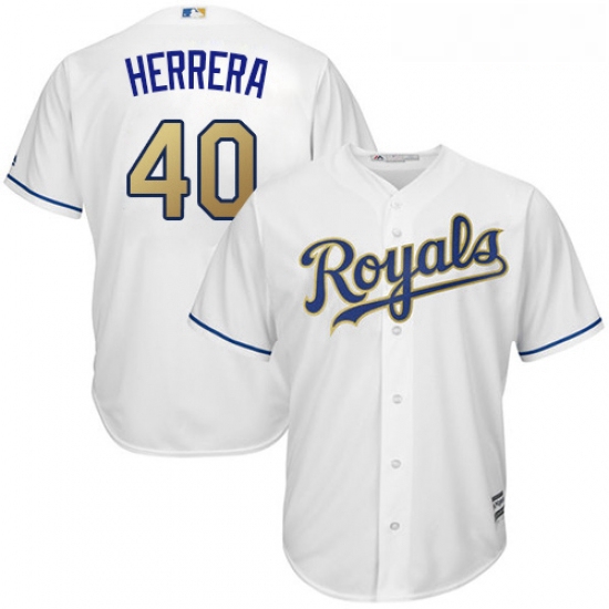 Youth Majestic Kansas City Royals 40 Kelvin Herrera Replica White Home Cool Base MLB Jersey