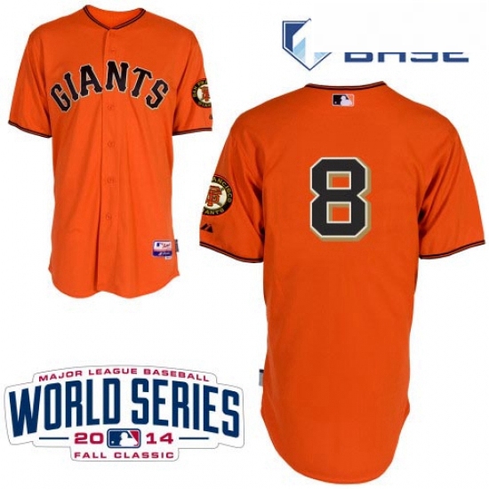 Youth Majestic San Francisco Giants 8 Hunter Pence Authentic Orange Alternate Cool Base 2014 World S