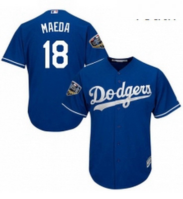 Youth Majestic Los Angeles Dodgers 18 Kenta Maeda Authentic Royal Blue Alternate Cool Base 2018 Worl