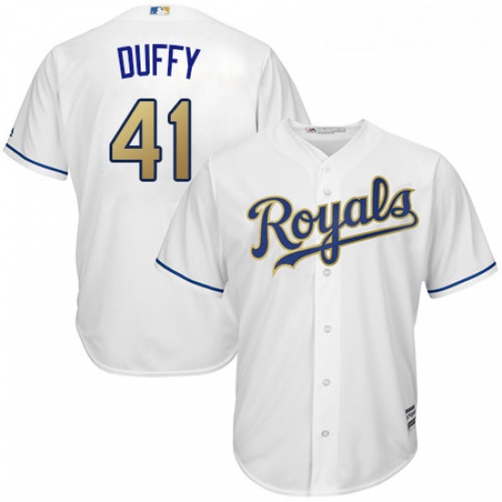 Youth Majestic Kansas City Royals 41 Danny Duffy Replica White Home Cool Base MLB Jersey