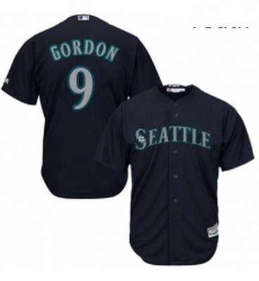 Youth Majestic Seattle Mariners 9 Dee Gordon Authentic Navy Blue Alternate 2 Cool Base MLB Jersey