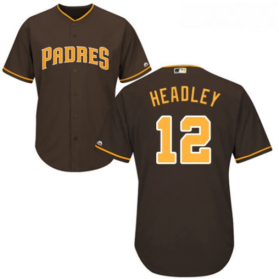 Youth Majestic San Diego Padres 12 Chase Headley Authentic Brown Alternate Cool Base MLB Jersey