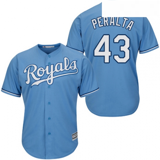 Youth Majestic Kansas City Royals 43 Wily Peralta Replica Light Blue Alternate 1 Cool Base MLB Jerse