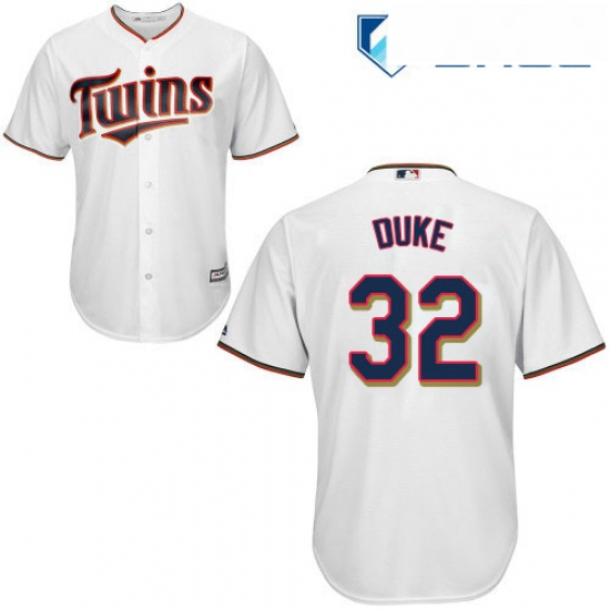 Youth Majestic Minnesota Twins 32 Zach Duke Replica White Home Cool Base MLB Jersey