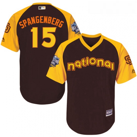 Youth Majestic San Diego Padres 15 Cory Spangenberg Authentic Brown 2016 All Star National League BP