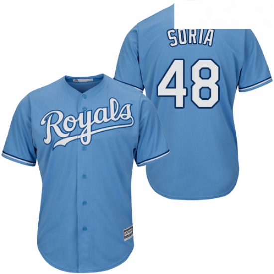 Youth Majestic Kansas City Royals 48 Joakim Soria Replica Light Blue Alternate 1 Cool Base MLB Jerse