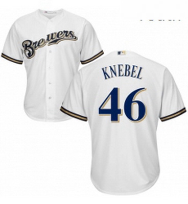 Youth Majestic Milwaukee Brewers 46 Corey Knebel Authentic White Home Cool Base MLB Jersey