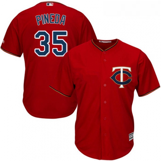 Youth Majestic Minnesota Twins 35 Michael Pineda Replica Scarlet Alternate Cool Base MLB Jersey