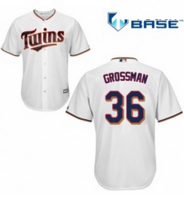 Youth Majestic Minnesota Twins 36 Robbie Grossman Authentic White Home Cool Base MLB Jersey