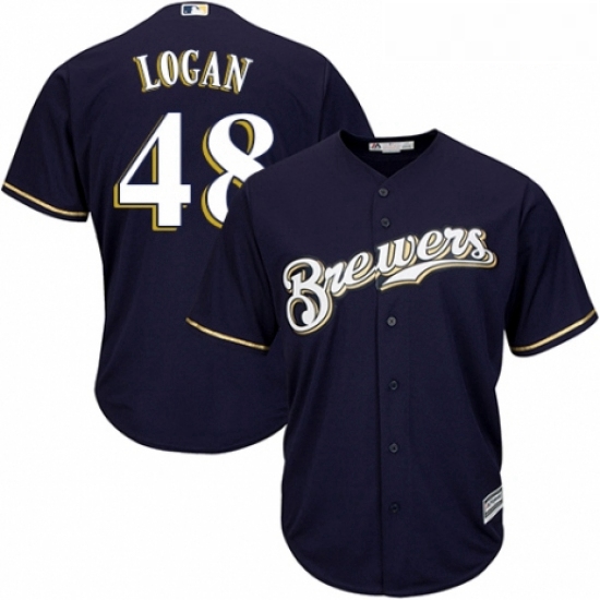 Youth Majestic Milwaukee Brewers 48 Boone Logan Replica White Alternate Cool Base MLB Jersey