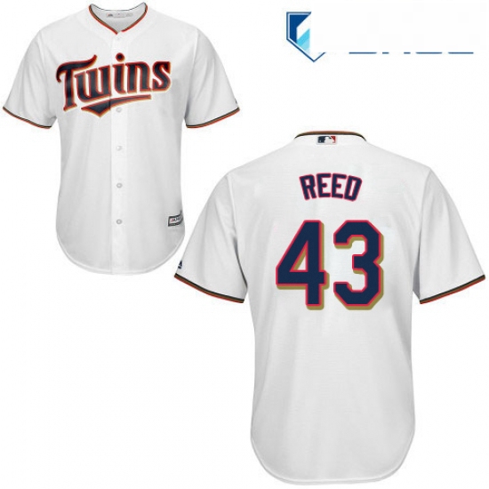 Youth Majestic Minnesota Twins 43 Addison Reed Authentic White Home Cool Base MLB Jersey