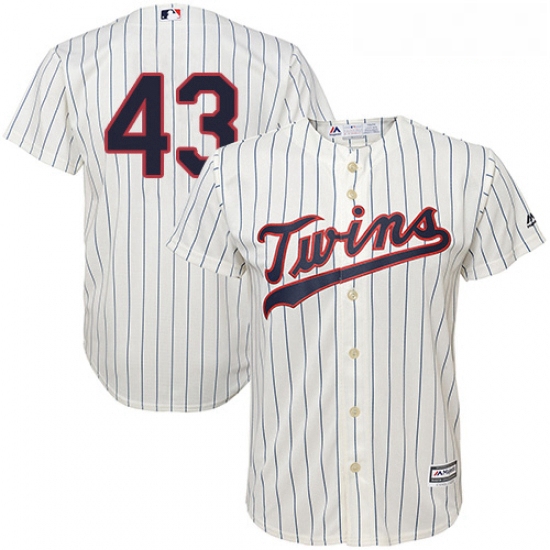 Youth Majestic Minnesota Twins 43 Addison Reed Replica Cream Alternate Cool Base MLB Jersey