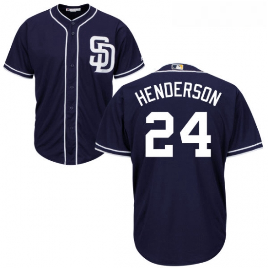 Youth Majestic San Diego Padres 24 Rickey Henderson Replica Navy Blue Alternate 1 Cool Base MLB Jers