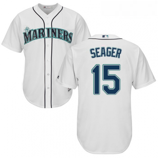 Youth Majestic Seattle Mariners 15 Kyle Seager Replica White Home Cool Base MLB Jersey