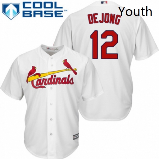 Youth Majestic St Louis Cardinals 12 Paul DeJong Authentic White Home Cool Base MLB Jersey