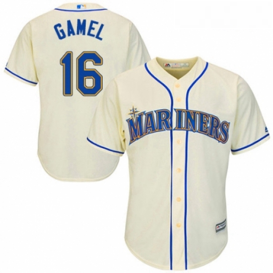 Youth Majestic Seattle Mariners 16 Ben Gamel Authentic Cream Alternate Cool Base MLB Jersey