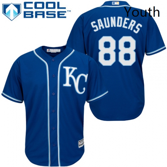 Youth Majestic Kansas City Royals 88 Michael Saunders Authentic Blue Alternate 2 Cool Base MLB Jerse