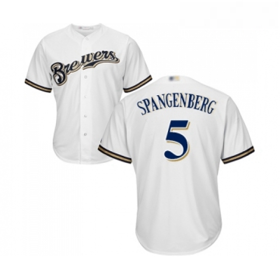 Youth Milwaukee Brewers 5 Cory Spangenberg Replica White Alternate Cool Base Baseball Jersey