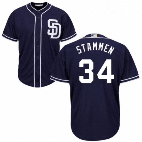 Youth Majestic San Diego Padres 34 Craig Stammen Authentic Navy Blue Alternate 1 Cool Base MLB Jerse