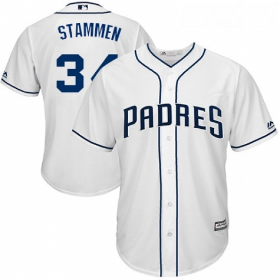 Youth Majestic San Diego Padres 34 Craig Stammen Replica White Home Cool Base MLB Jersey