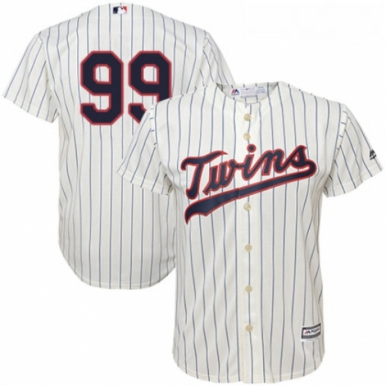 Youth Majestic Minnesota Twins 99 Logan Morrison Authentic Cream Alternate Cool Base MLB Jersey