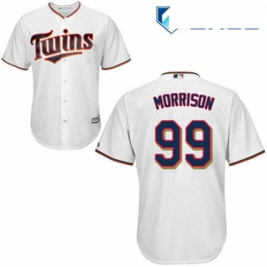 Youth Majestic Minnesota Twins 99 Logan Morrison Replica White Home Cool Base MLB Jersey