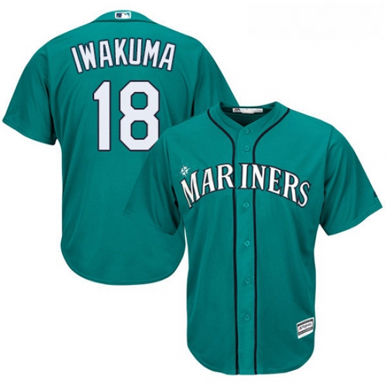 Youth Majestic Seattle Mariners 18 Hisashi Iwakuma Authentic Teal Green Alternate Cool Base MLB Jers