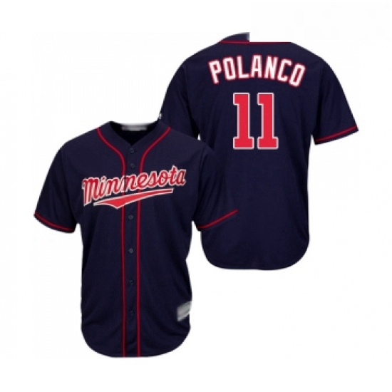 Youth Minnesota Twins 11 Jorge Polanco Replica Navy Blue Alternate Road Cool Base Baseball Jersey