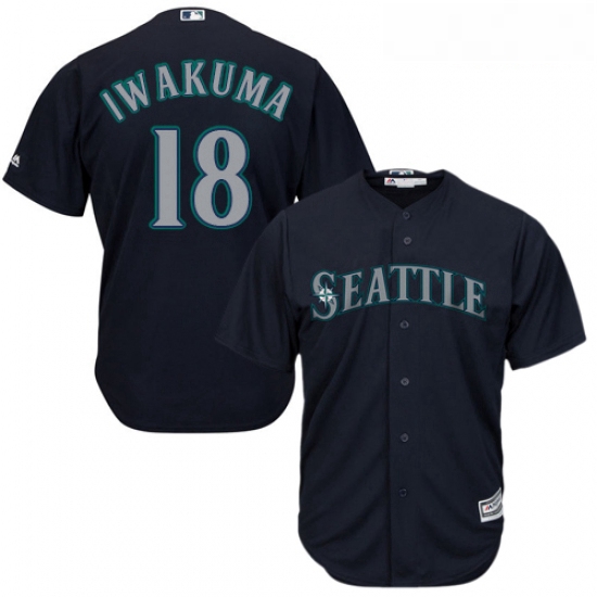 Youth Majestic Seattle Mariners 18 Hisashi Iwakuma Replica Navy Blue Alternate 2 Cool Base MLB Jerse