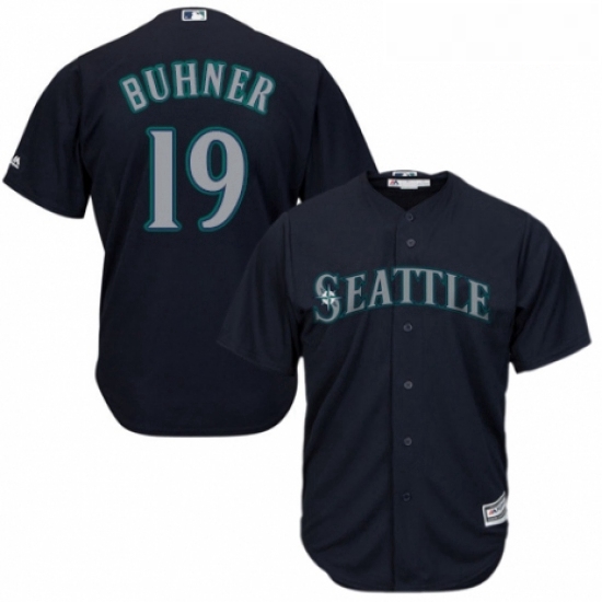 Youth Majestic Seattle Mariners 19 Jay Buhner Authentic Navy Blue Alternate 2 Cool Base MLB Jersey