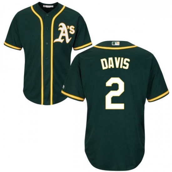 Youth Majestic Oakland Athletics 2 Khris Davis Authentic Green Alternate 1 Cool Base MLB Jersey