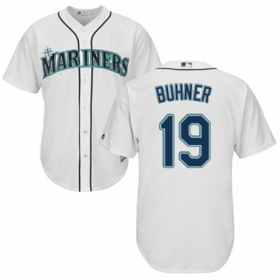 Youth Majestic Seattle Mariners 19 Jay Buhner Authentic White Home Cool Base MLB Jersey