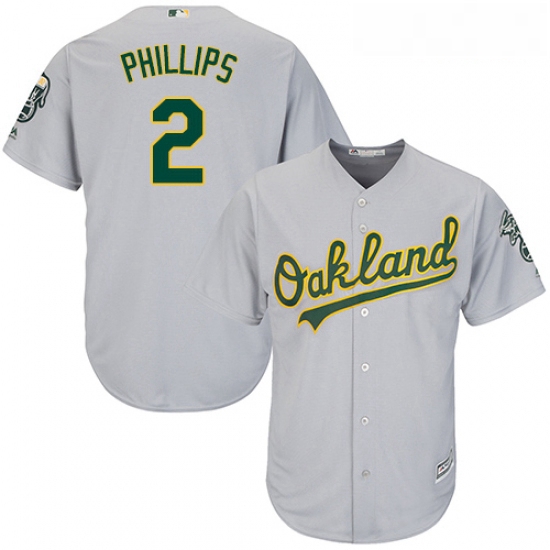 Youth Majestic Oakland Athletics 2 Tony Phillips Authentic Grey Road Cool Base MLB Jersey