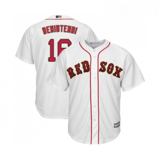 Youth Boston Red Sox 16 Andrew Benintendi Authentic White 2019 Gold Program Cool Base Baseball Jerse