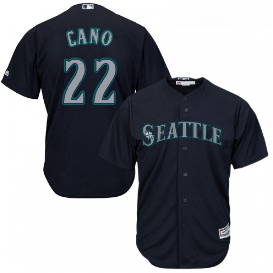 Youth Majestic Seattle Mariners 22 Robinson Cano Authentic Navy Blue Alternate 2 Cool Base MLB Jerse