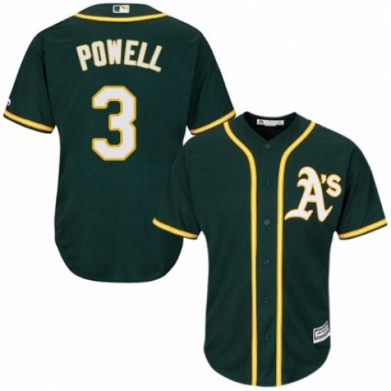 Youth Majestic Oakland Athletics 3 Boog Powell Replica Green Alternate 1 Cool Base MLB Jersey