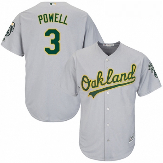 Youth Majestic Oakland Athletics 3 Boog Powell Replica Grey Road Cool Base MLB Jersey