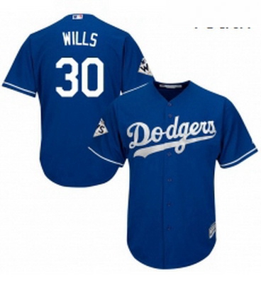 Youth Majestic Los Angeles Dodgers 30 Maury Wills Authentic Royal Blue Alternate 2017 World Series B