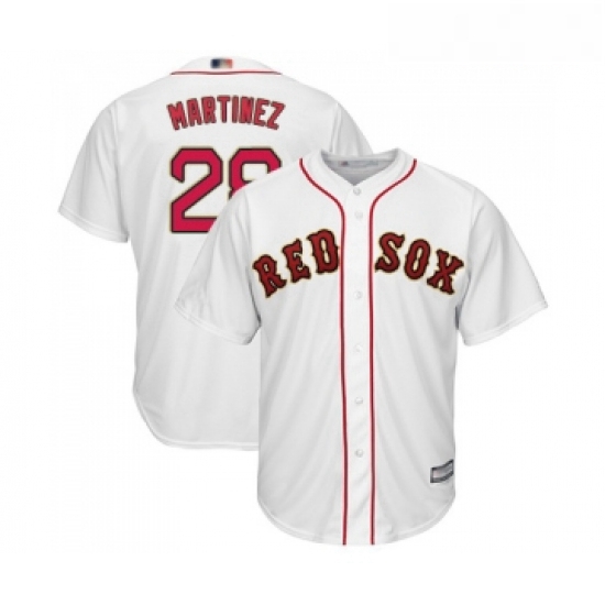 Youth Boston Red Sox 28 J D Martinez Authentic White 2019 Gold Program Cool Base Baseball Jersey