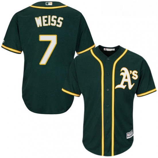 Youth Majestic Oakland Athletics 7 Walt Weiss Replica Green Alte