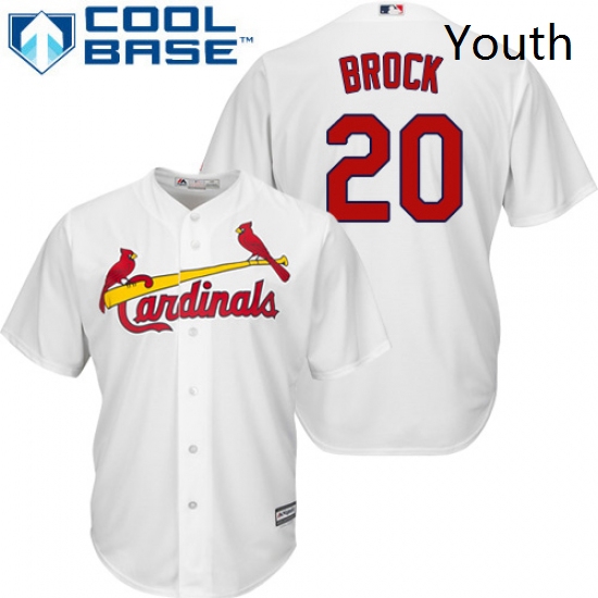 Youth Majestic St Louis Cardinals 20 Lou Brock Replica White Hom