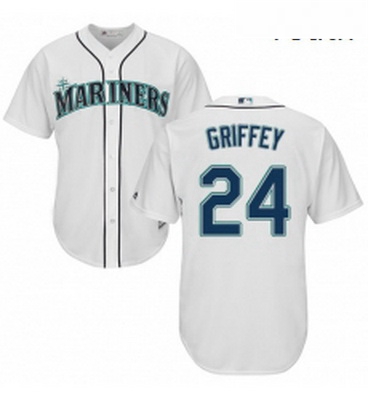 Youth Majestic Seattle Mariners 24 Ken Griffey Replica White Hom