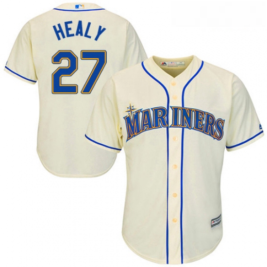 Youth Majestic Seattle Mariners 27 Ryon Healy Authentic Cream Alternate Cool Base MLB Jersey