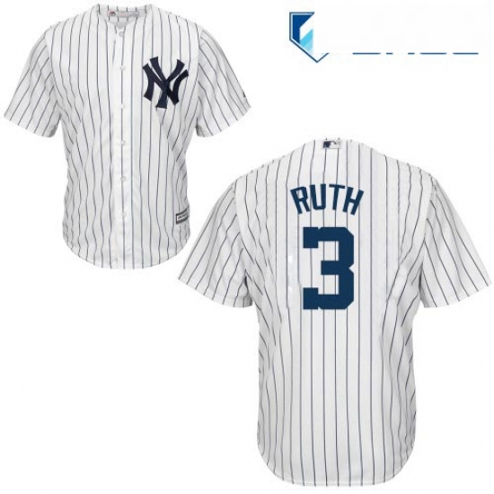 Youth Majestic New York Yankees 3 Babe Ruth Replica White Home M