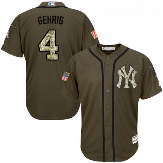 Youth Majestic New York Yankees 4 Lou Gehrig Authentic Green Sal