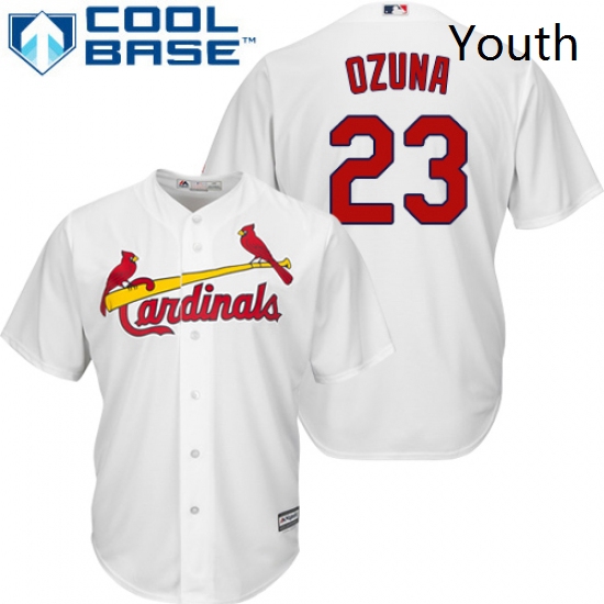 Youth Majestic St Louis Cardinals 23 Marcell Ozuna Replica White