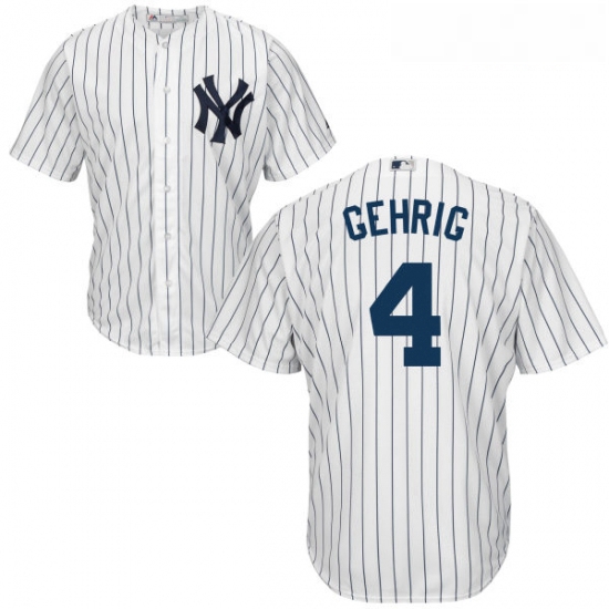 Youth Majestic New York Yankees 4 Lou Gehrig Replica White Home MLB Jersey