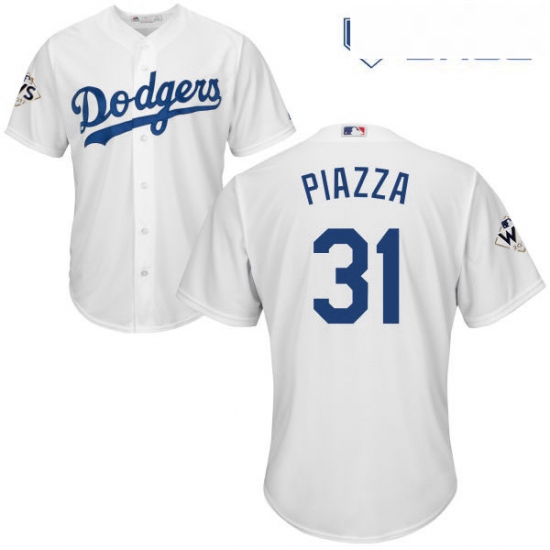 Youth Majestic Los Angeles Dodgers 31 Mike Piazza Replica White Home 2017 World Series Bound Cool Ba