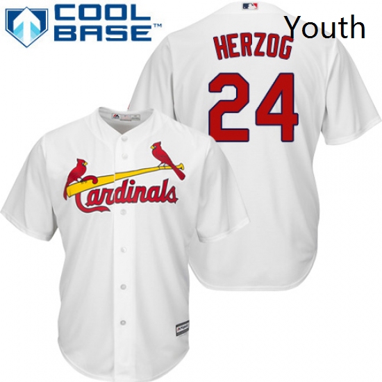 Youth Majestic St Louis Cardinals 24 Whitey Herzog Replica White